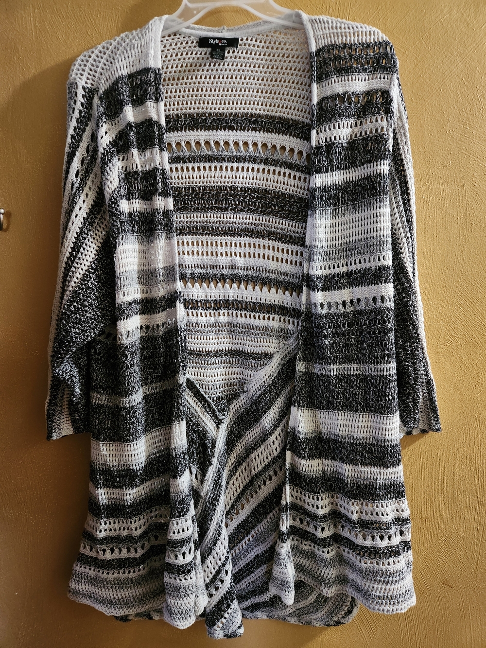 Style & Co. Open-Front Knit Cardigan Sweater - Black and White